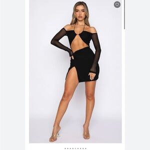 Black Cut-Out Dress with Sheer Sleeves